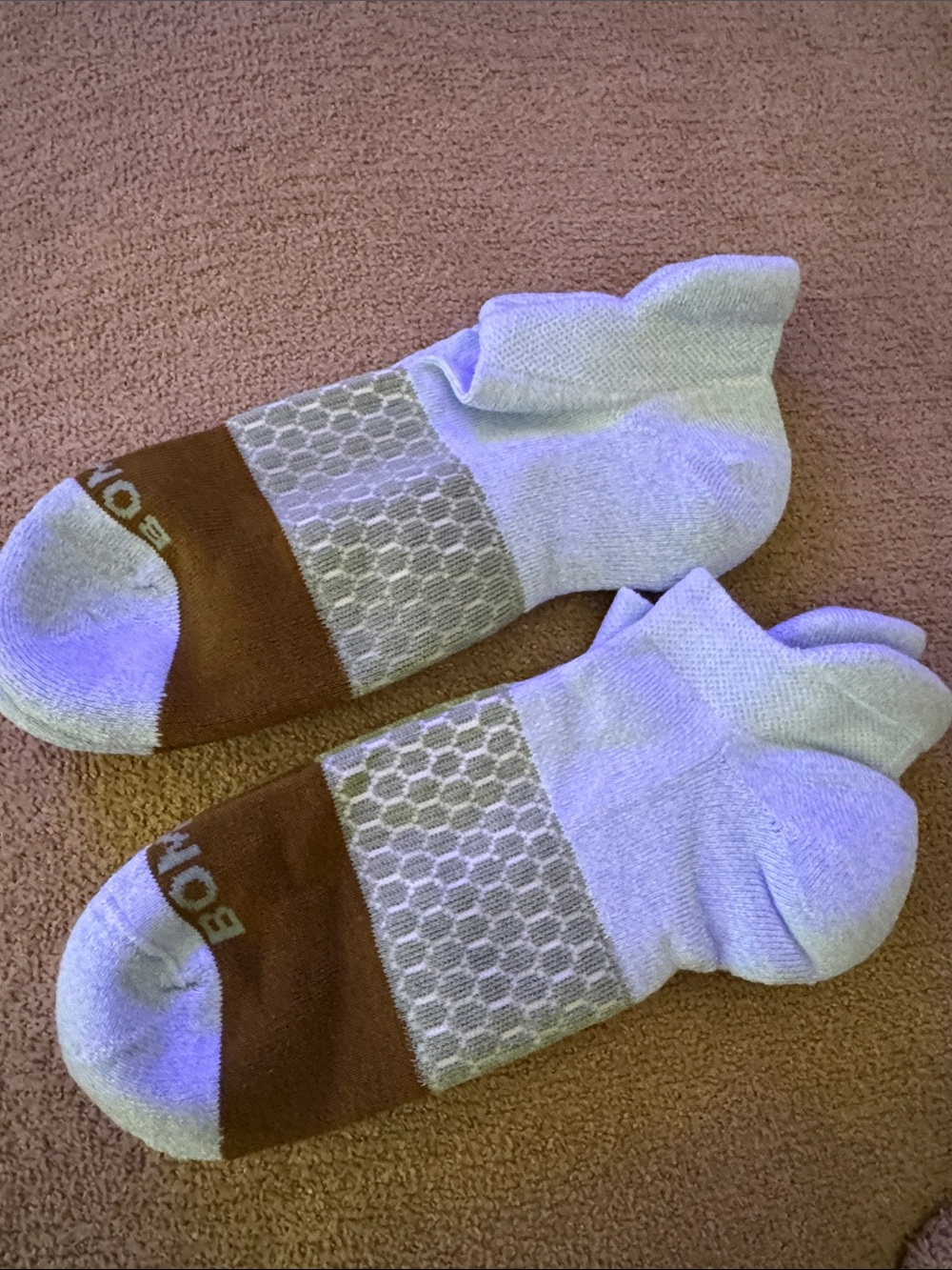 Bombas Low-Cut Performance Socks - Light Blue and Brown